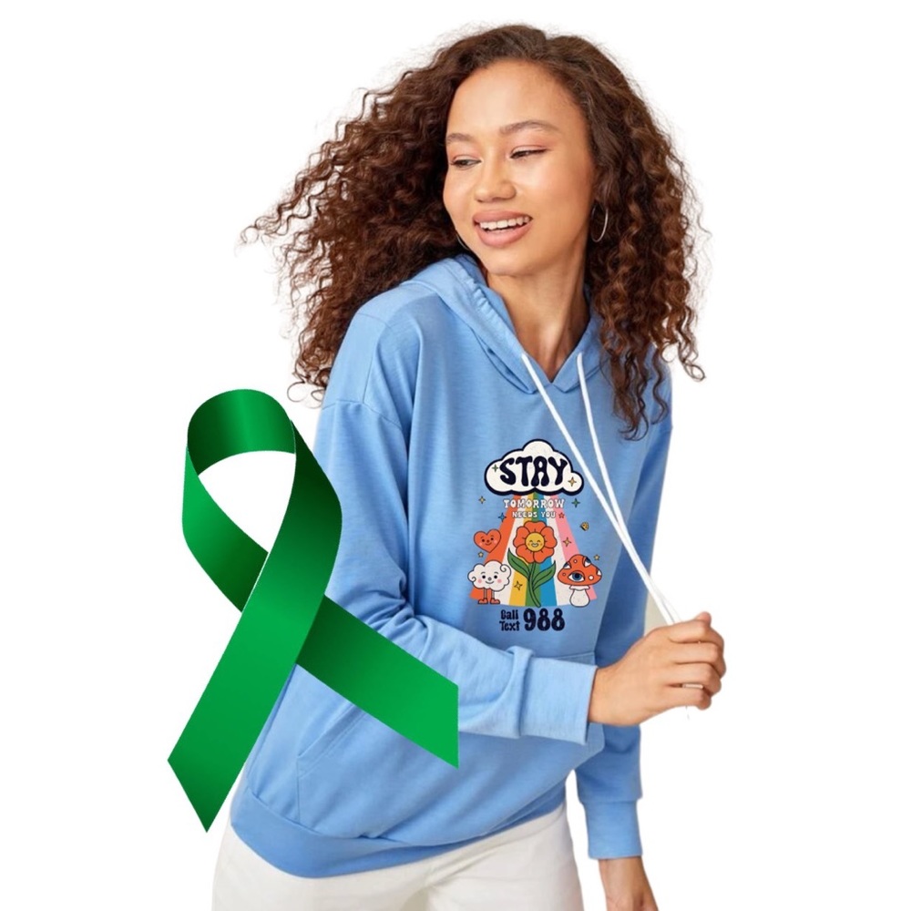 STAY mental health graphic ear hoodie sweatshirt size small